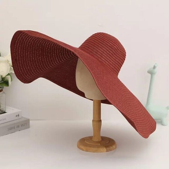 Oversized Floppy Straw Hat Available in 8 Colors main image 6